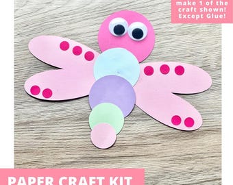 Dragonfly Paper Craft Kit, Dragonfly Arts & Crafts Kit For Kids, Insect Craft Kit, Kids Art Kit, Kids Party Favors, Pre-Cut Crafts