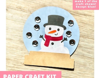 Winter Snow Globe Paper Craft Kit, Holiday Arts & Crafts Kit For Kids, Snow Globe Craft Kit, Holiday Party Favor, Pre-Cut Crafts