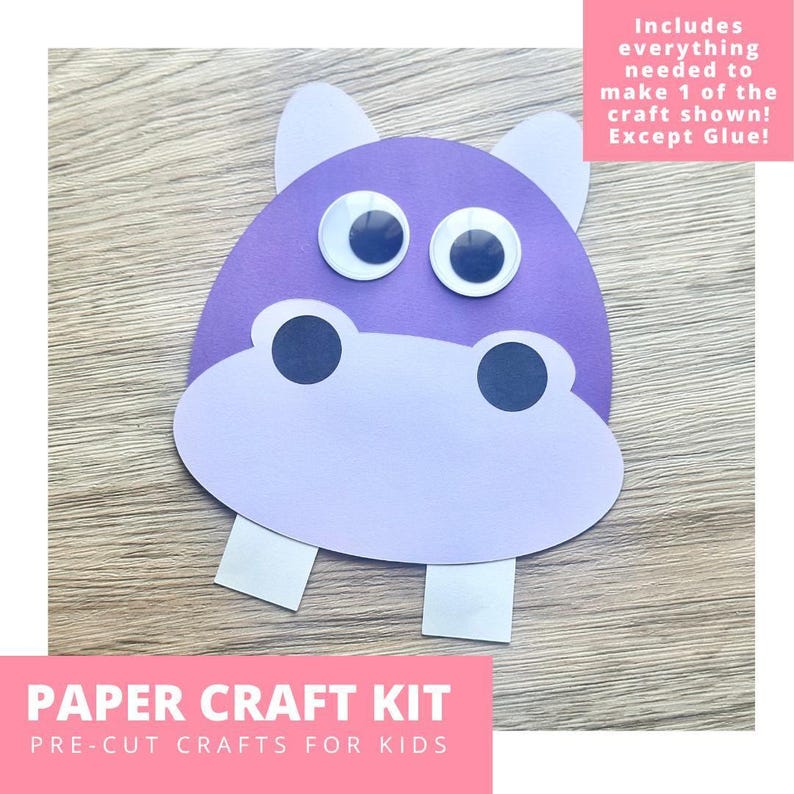 Happy Hippo Paper Craft Kit, Hippo Arts & Crafts Kit for Kids, Zoo ...