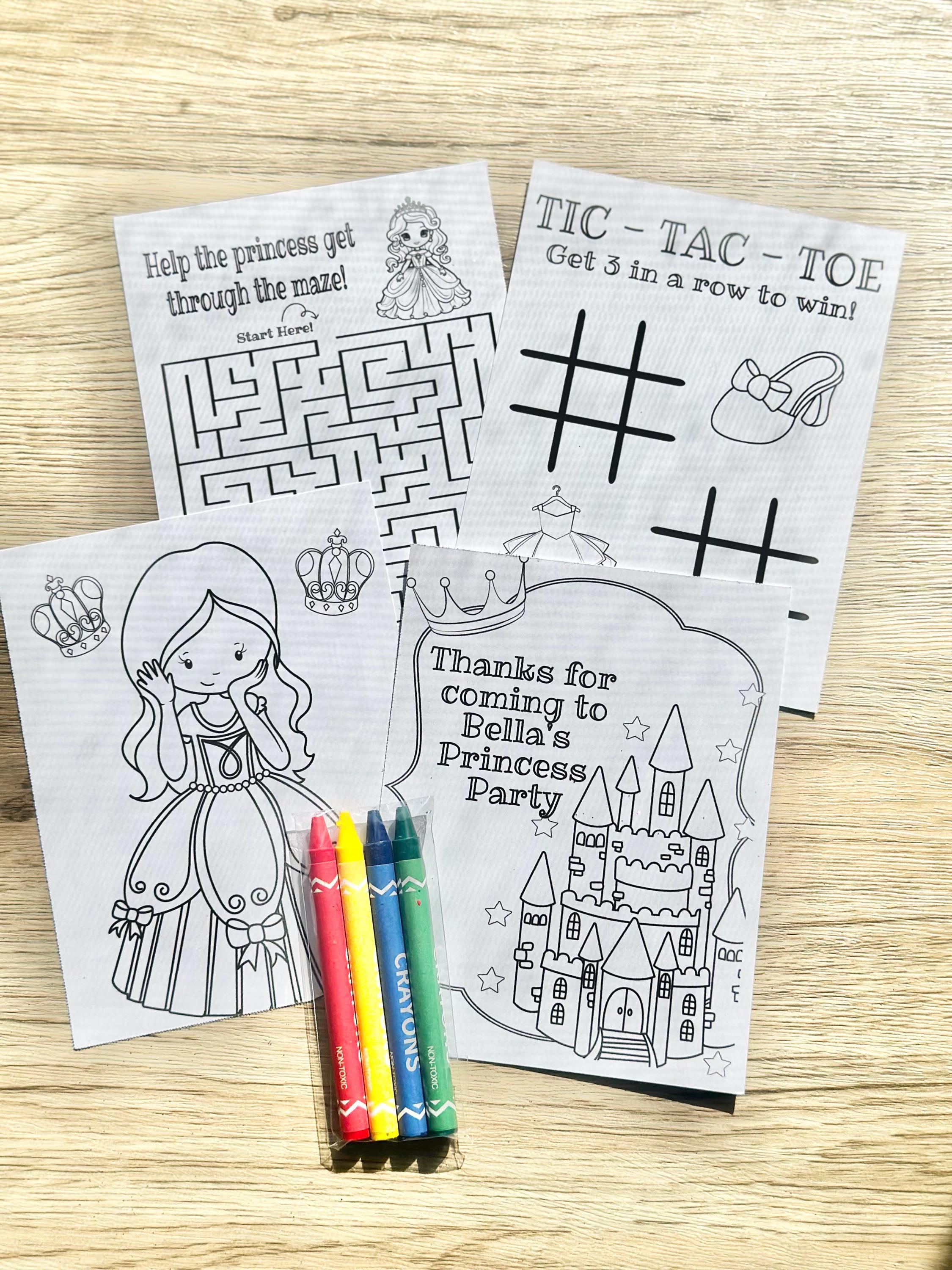 Princess Coloring Packet Personalized Princess Coloring Kit Favors, Princess Coloring Book ...