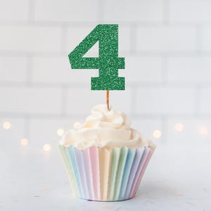 Glitter Number 4 Cupcake Toppers, 4th Birthday, Age Four, Number 4, Age 4, Fourth