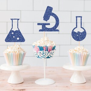Glitter Science Cupcake Toppers, Science Party Decor, Chemistry Party, Mad Scientist Party, STEM Birthday, Laboratory Theme, Experiments