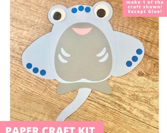 Stingray Paper Craft Kit, Ocean Animals Arts & Crafts Kit For Kids, Under The Sea Craft Kit, Party Favor, Pre-Cut Crafts