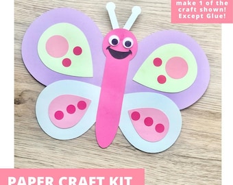 Butterfly Paper Craft Kit, Butterfly Arts & Crafts Kit For Kids, Insect Craft Kit, Kids Art Kit, Kids Party Favors, Pre-Cut Crafts