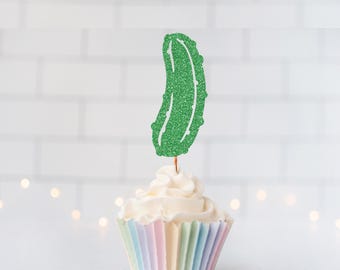 Glitter Pickle Cupcake Toppers, Pickle Party, Dill Lover Birthday, Junk Food Theme, A Big Dill, Spicy Pickle
