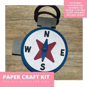 Compass Paper Craft Kit, Camping Arts & Crafts Kit For Kids, Compass Craft Kit, Camping Party Favor, Diy Craft Kit