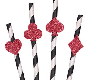 Glitter Playing Card Suits Party Straws - 10ct, Lucky In Love, Vegas Before Vows, Playing Cards, Feeling Lucky, Lucky One