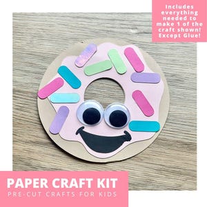 Sprinkle Donut Paper Craft Kit, Sprinkle Donut Arts & Crafts Kit For Kids, Donut Craft Kit,  Sprinkle Donut Party Favors, Pre-Cut Crafts
