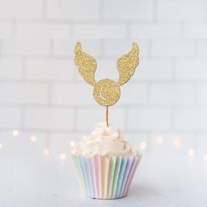 Glitter Winged Ball Cupcake Toppers, Wizard Party, Wizard Birthday, Magic Games, Wizard Sports, Wizard Decor, Witches and Wizards, Wizardry