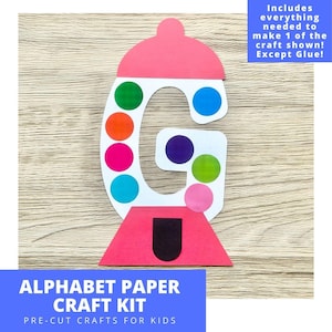 G is for Gumball Machine Paper Craft Kit, Alphabet Arts & Crafts Kit For Kids, Pre-Cut Alphabet Paper Craft Kit, Preschool Alphabet Craft