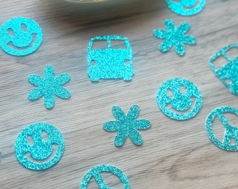 Glitter Retro Groovy Confetti, Retro Groovy Table Scatter, Cardstock Confetti, Glitter Confetti