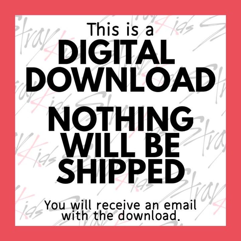Pu&ograve; includere: Annuncio di download digitale su sfondo bianco con il testo "This is a DIGITAL DOWNLOAD NOTHING WILL BE SHIPPED" in grassetto nero. Lo sfondo &egrave; incorniciato da un bordo rosso.