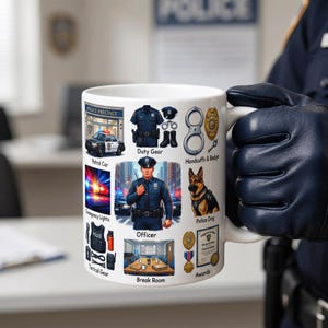 Police Officer Coffee Mug Law Enforcement Gift Cop Cup Police Academy Graduation Gift K9 Unit Thin Blue Line Unit Police Decor