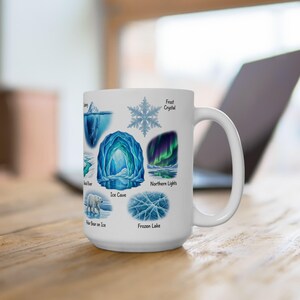 Winter Nature Coffee Mug Northern Light & Polar Bear Frozen Mug Arctic Ice Element Cave Ice Glacial Lake Tea Mug Winter Magic Lover Gift image 14