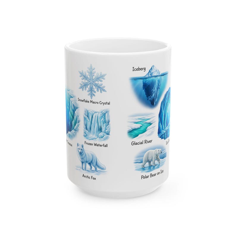 Winter Nature Coffee Mug Northern Light & Polar Bear Frozen Mug Arctic Ice Element Cave Ice Glacial Lake Tea Mug Winter Magic Lover Gift image 9