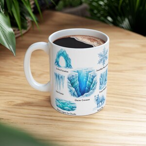 Winter Nature Coffee Mug Northern Light & Polar Bear Frozen Mug Arctic Ice Element Cave Ice Glacial Lake Tea Mug Winter Magic Lover Gift image 3
