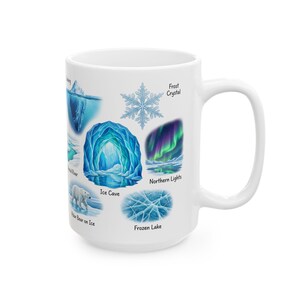Winter Nature Coffee Mug Northern Light & Polar Bear Frozen Mug Arctic Ice Element Cave Ice Glacial Lake Tea Mug Winter Magic Lover Gift image 12