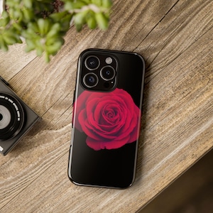 Floral Red Rose Bloom Tough Phone Case - Gift for Her, Stylish Tech Accessories, Birthday Present, Protective Smartphone Cover, Elegant.