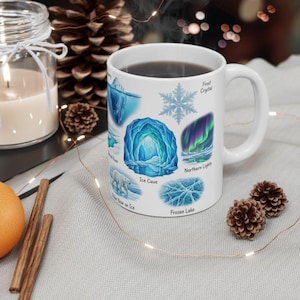 Winter Nature Coffee Mug Northern Light & Polar Bear Frozen Mug Arctic Ice Element Cave Ice Glacial Lake Tea Mug Winter Magic Lover Gift image 13