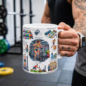 Taza de café de regalo para CrossFit, regalo para entrenador personal, taza para amantes del gimnasio, taza de entrenamiento, taza para entrenadores de fitness, taza para WOD, taza para entrenamiento funcional y levantamiento de pesas.