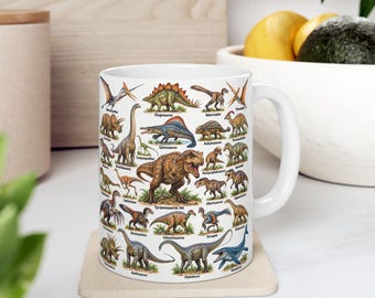 Taza de dinosaurio, vaso de dinosaurio, regalo educativo de dinosaurio T-Rex, regalo personalizado para mamá, papá, maestro, enfermera, hijo, hija, mejor amigo/a fanático/a de los dinosaurios.