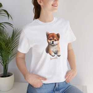 Welpen Hund T-Shirt, niedliches Tier Grafik T-Shirt, Männer Frauen Unisex Shirt, Hunde-Liebhaber Geschenk, Kurzarm Top