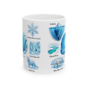 Winter Nature Coffee Mug Northern Light & Polar Bear Frozen Mug Arctic Ice Element Cave Ice Glacial Lake Tea Mug Winter Magic Lover Gift image 8