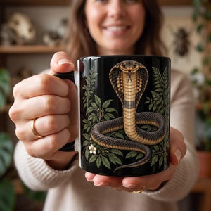 Taza con diseño de cobra real, taza de café con reptiles, regalo de naturaleza salvaje con lagartos, regalo personalizado para mamá, papá, maestra, esposa, hermana, hija y amiga.
