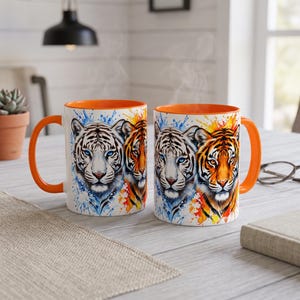 Taza con diseño de tigre, regalo personalizado, regalo de arte de la naturaleza y la vida salvaje de grandes felinos para hijo, abuela, mamá, papá, esposa, esposo, hermana, hermano, mejor amigo.