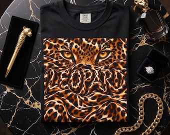 Luipaardprint T-shirt, T-shirt met dierenprint, shirt met grote katachtige wilde dieren, gepersonaliseerd cadeau voor mama, papa, leraar, vrouw, zus, beste vriendin