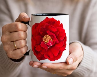 Mok met rode roos, koffiekopje met karmozijnrode roos, romantisch bloemencadeau voor geliefden, gepersonaliseerd cadeau voor moeder, lerares, verpleegster, oma, vrouw, beste vriendin