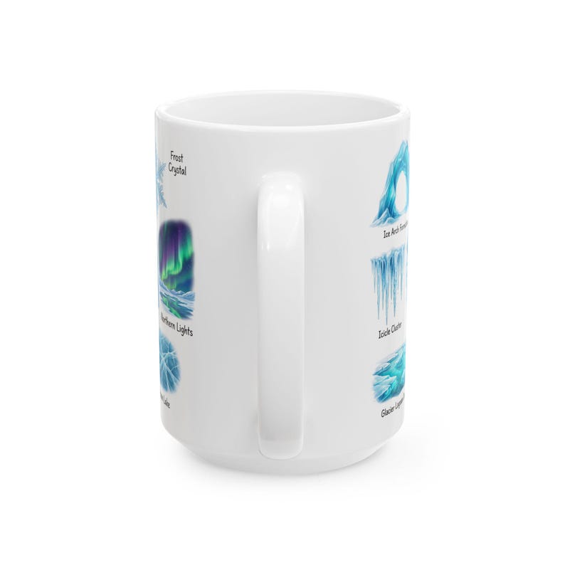 Winter Nature Coffee Mug Northern Light & Polar Bear Frozen Mug Arctic Ice Element Cave Ice Glacial Lake Tea Mug Winter Magic Lover Gift image 11