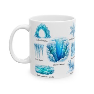 Winter Nature Coffee Mug Northern Light & Polar Bear Frozen Mug Arctic Ice Element Cave Ice Glacial Lake Tea Mug Winter Magic Lover Gift image 6