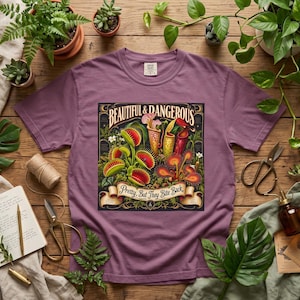 Carnivorous Plant Venus Flytrap T Shirt, Pitcher Botanical Tee, Personalized Gift for Mom Teacher Nurse Wife Sister Daughter Grandma Friend