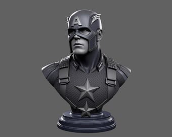 Captain America Bust: Superhero Soldier – STL-bestand l Digitale download voor 3D-printen