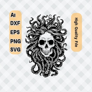 Medusa Schädel SVG-Datei: Cricut, Silhouette, Laser Schnitt bereit (digitaler Download)