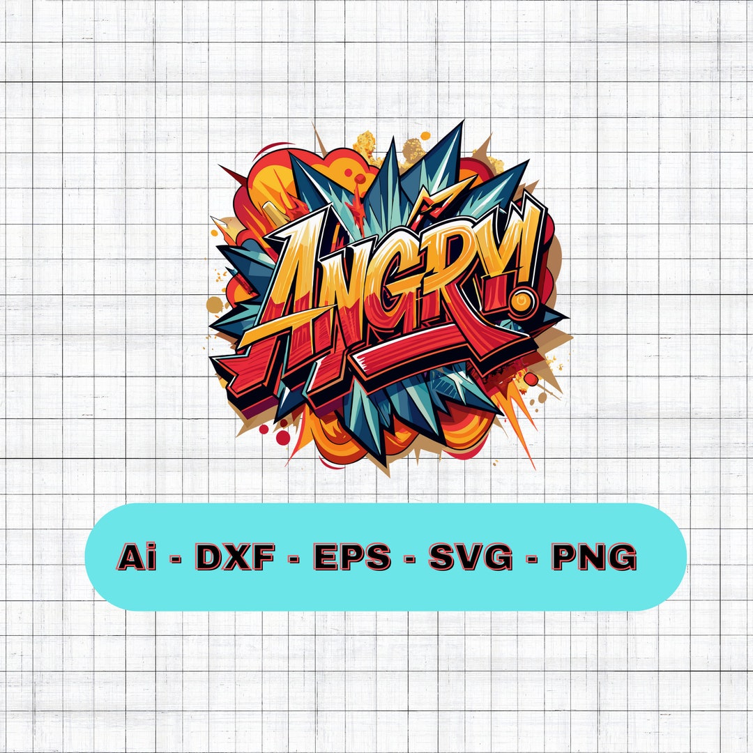 Bold Angry Text Designs Ai, Dxf, Eps, Svg, Png Digital Download - Etsy