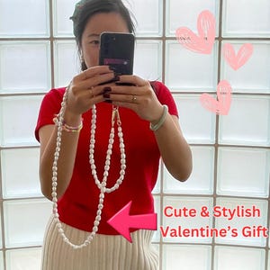 Valentijnsdag Cadeaus voor haar Parel telefoonriem Universeel koord telefoonkoord Parel crossbody telefoonriem Travel Emily in Paris telefoonparels