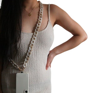 Crossbody Phone Strap Festival Phone Chains Mobile Lanyard Marble Phone Charm Mobile Summer Beach Jewellery Beige Phone Chains For Concert