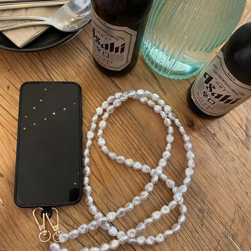 3 Cordini Per Cellulare Con Perline Cristallo Scintillanti - Accessorio Moda Antismarrimento Per Cellulare, Rosa/Bianco/Nero