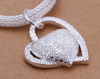 925 Sterling Silver Heart Charm Necklace