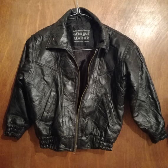 Vintage S Black Real Leather Patchwork Biker Er Jacket Image 0