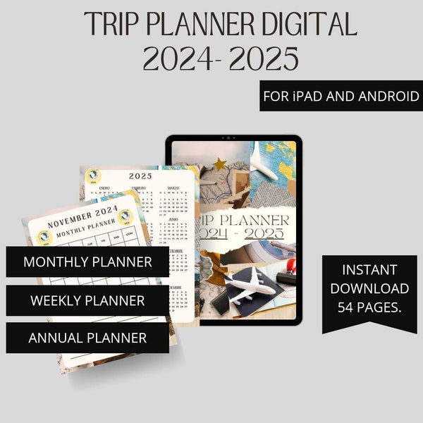 Digital travel planner, 2024 planner, 2025 planner, vacation planner, honeymoon planners, gift for dad, Christmas gift, gift for mom, gift