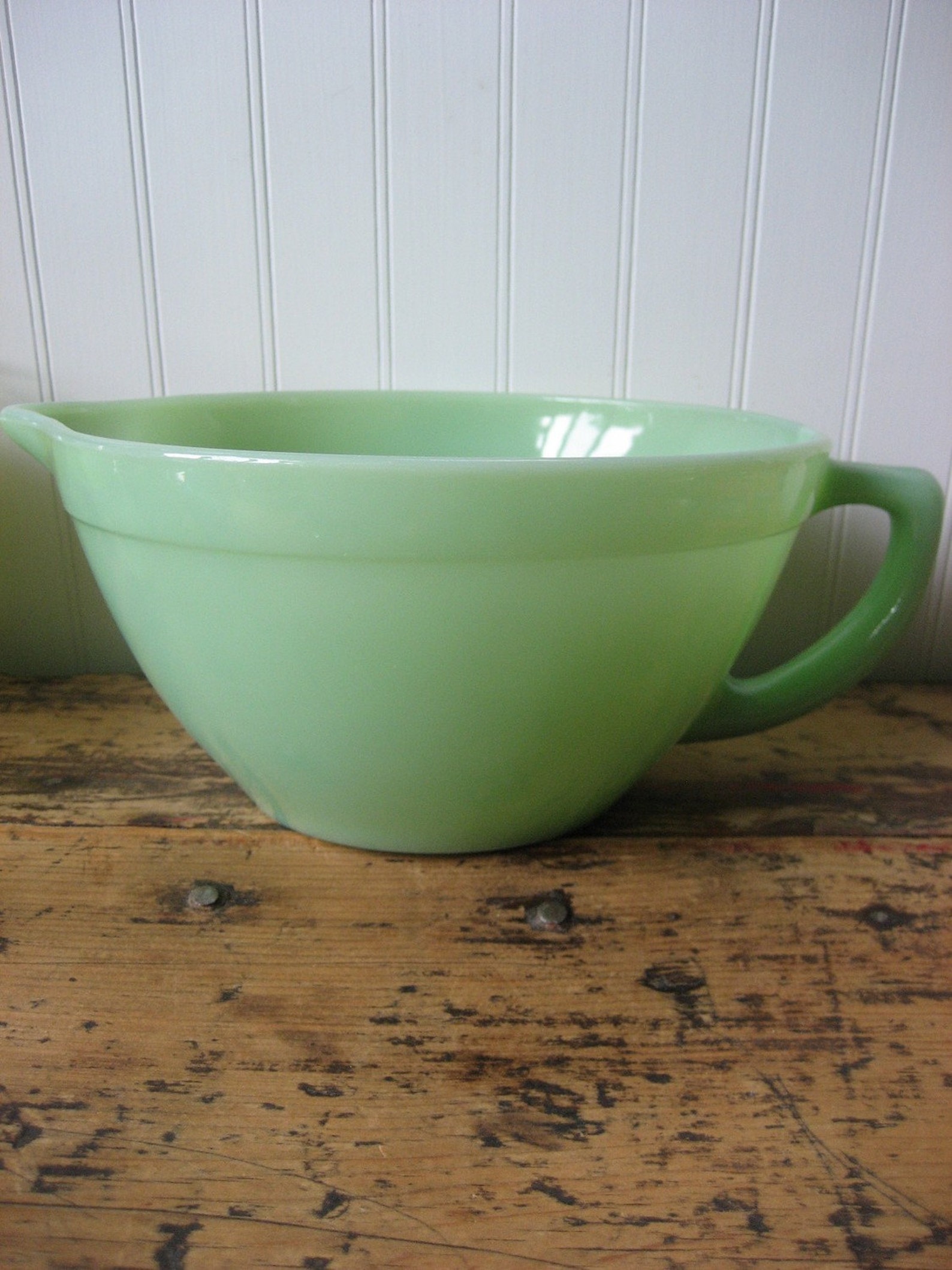 Large Green FireKing Oven Ware Batter Bowl Etsy