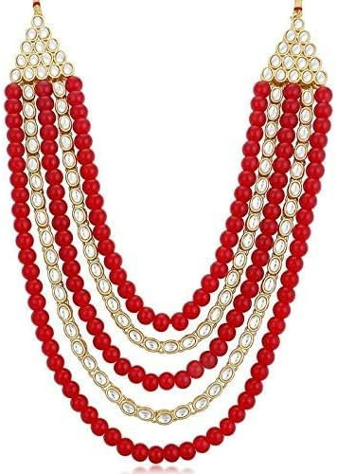 Women’s Gold-Plated Kundan Jewellery Set – Necklace, Earrings & Maang Tikka | Indiaista