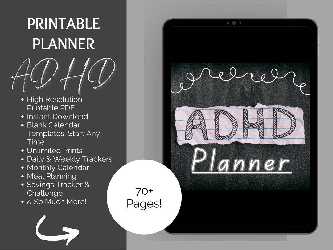 ADHD Printable Planner | Instant Download | Daily Organizer for Focus ...
