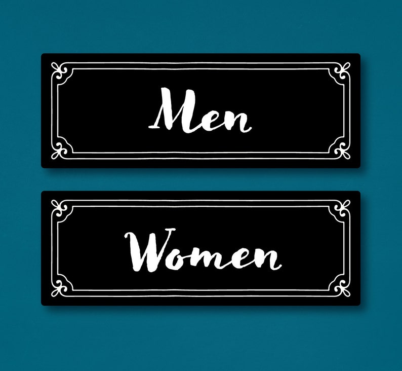 Set: Ladies/gentlemen or Men/women Restroom Signs Script - Etsy