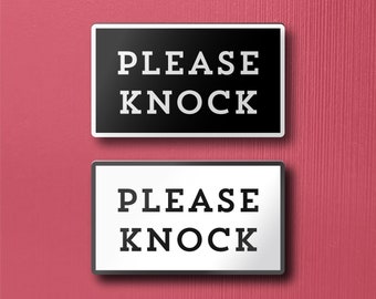 PLEASE KNOCK SIGN - Lightweight and easy to install, modern designs, made to order.