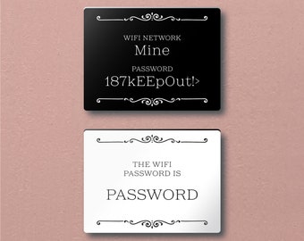 Custom WIFI NETWORK/PASSWORD Sign - For guests, customers, airbnb. Lightweight and easy to install, modern designs, made to order.