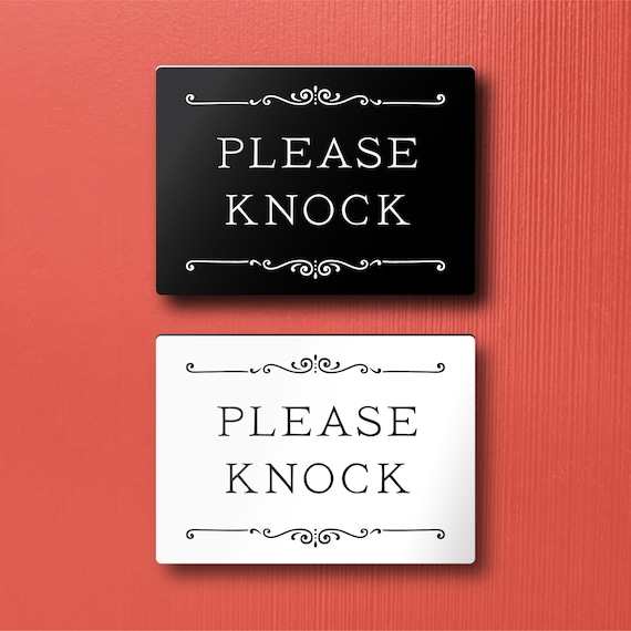 PLEASE KNOCK SIGN - Lightweight and Easy to Install, Modern